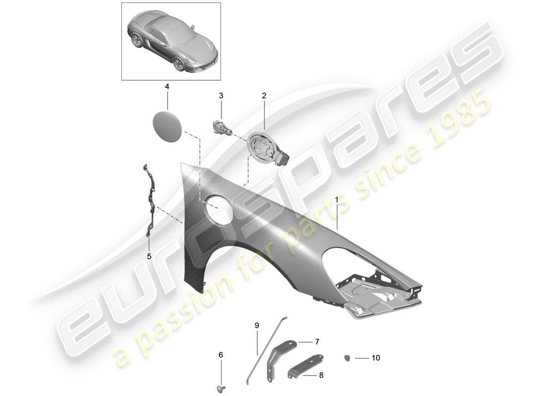 porsche 2015 (981 boxster) parafango diagramma delle parti