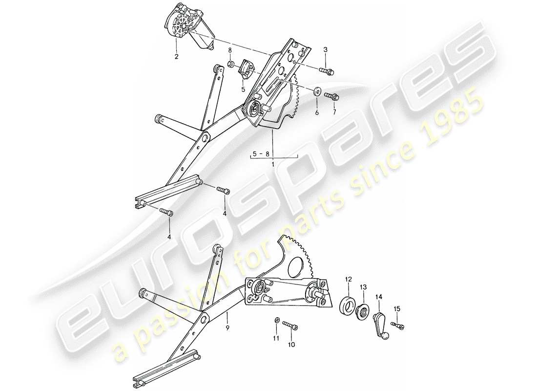 porsche 1988 (959) regolatore della finestra diagramma delle parti