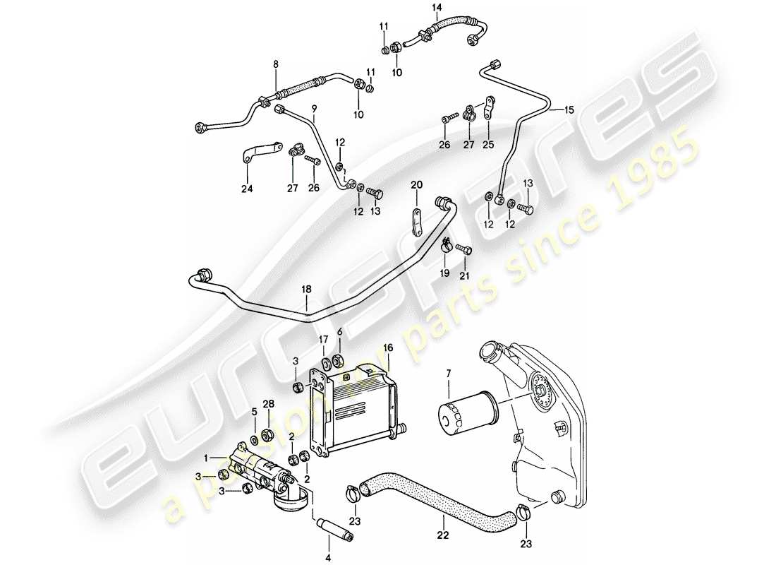 porsche 1987 (911) lubrificazione motore - pompa olio - linee - vedi informazioni tecniche - gr.1 nr.1/1a-85 schema delle parti