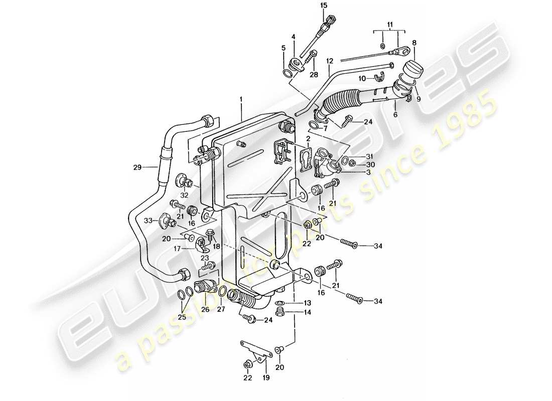 porsche 996 gt3 (2004) lubrificazione motore - serbatoio olio schema delle parti