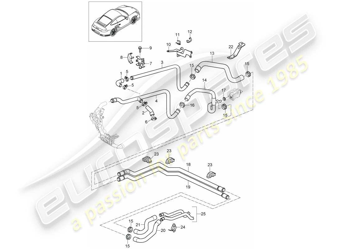 porsche 2009 997-2 turbo / gt2 linee diagramma delle parti