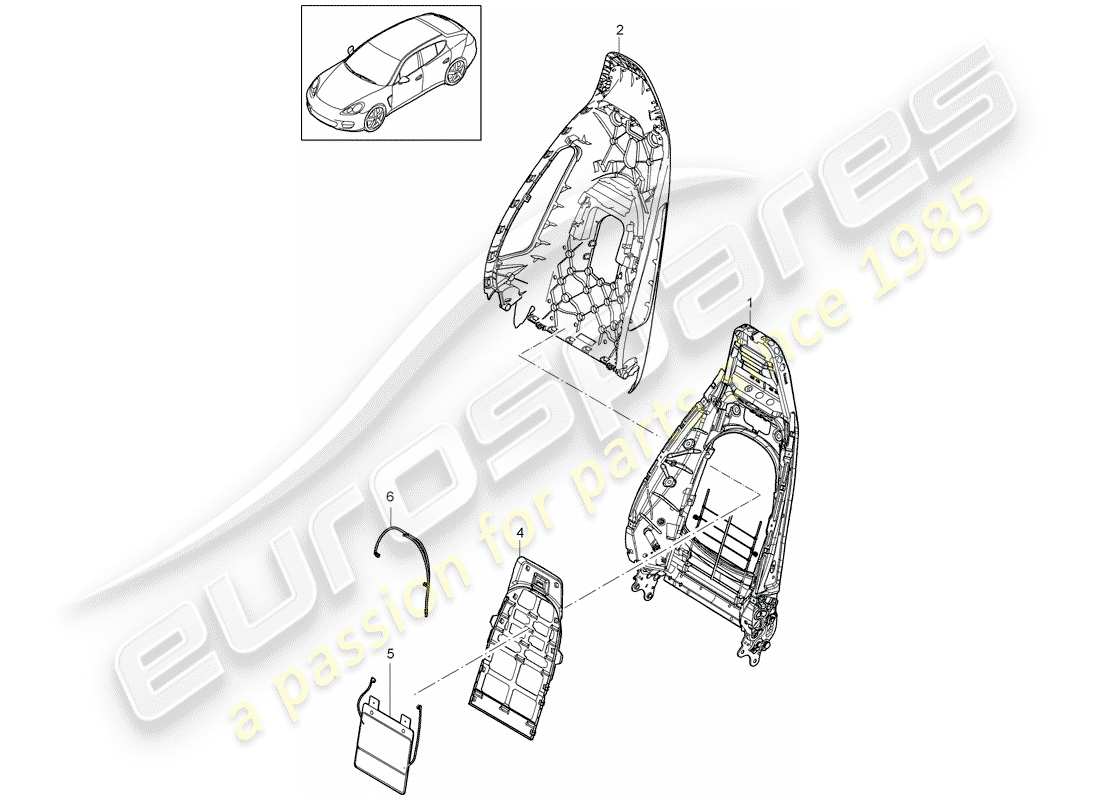 porsche 2015 (panamera 970) guscio dello schienale schema delle parti