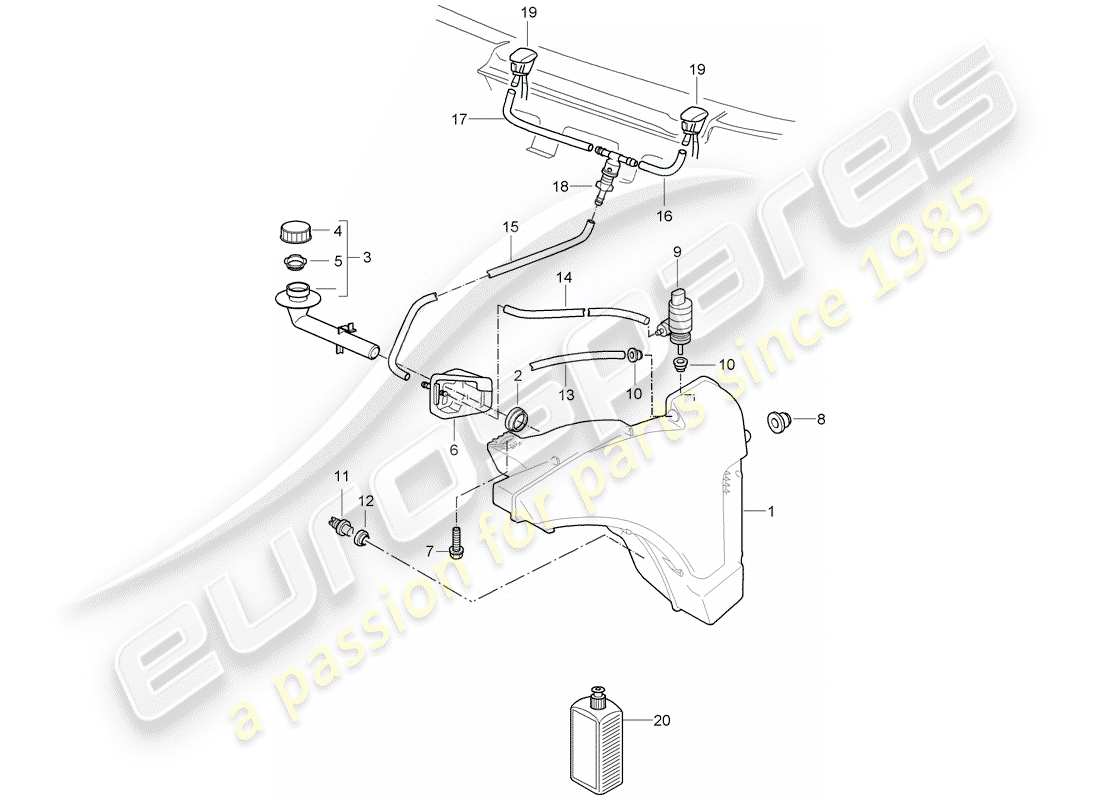 porsche 2009 997-2 turbo / gt2 unita ' rondella del parabrezza schema delle parti