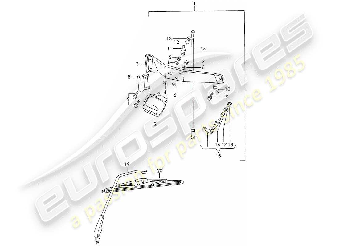 porsche 1966 (911/912) tergicristallo posteriore diagramma delle parti
