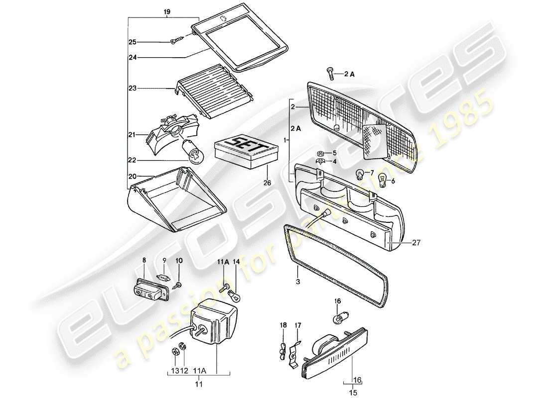 porsche 1984 (928) luce posteriore diagramma delle parti