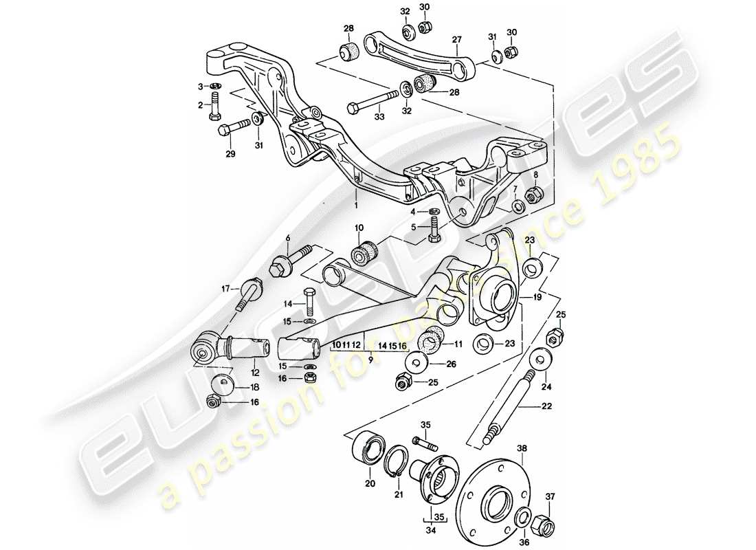 porsche 1982 (928) asse posteriore diagramma delle parti