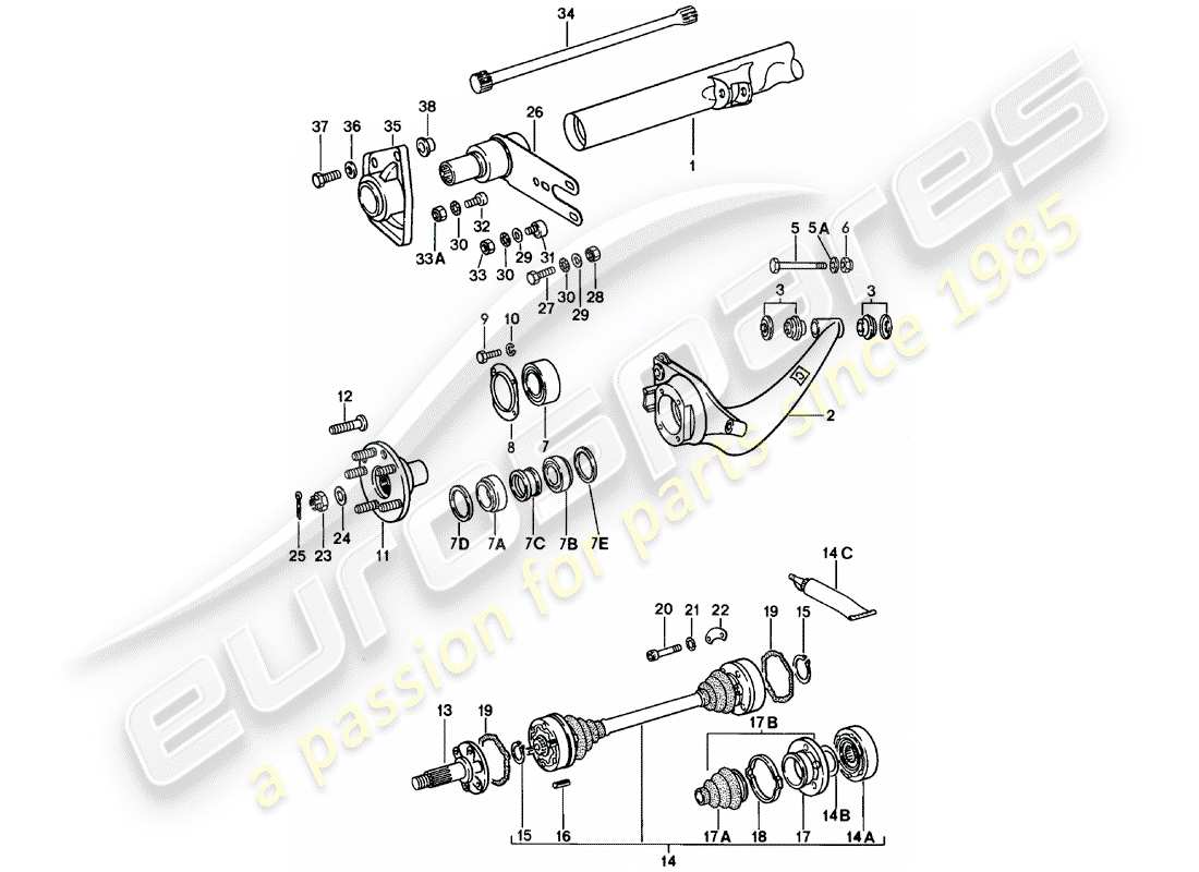 porsche 1982 (911) asse posteriore diagramma delle parti