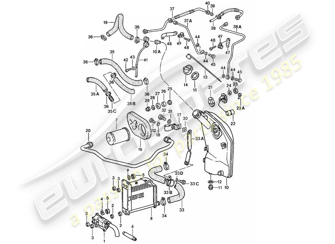 porsche 1983 (911) lubrificazione del motore diagramma delle parti