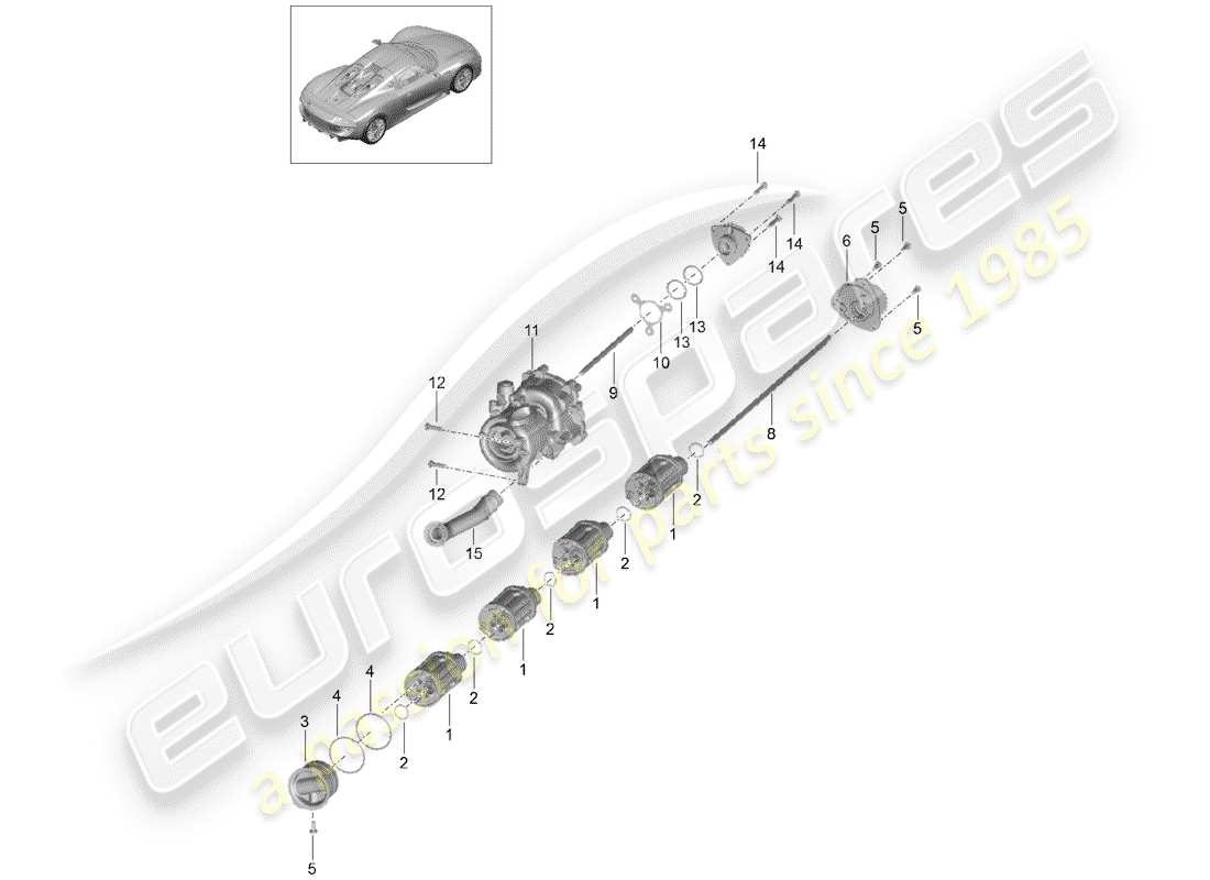 porsche 2015 (918 spyder) schema delle parti della pompa dell'olio