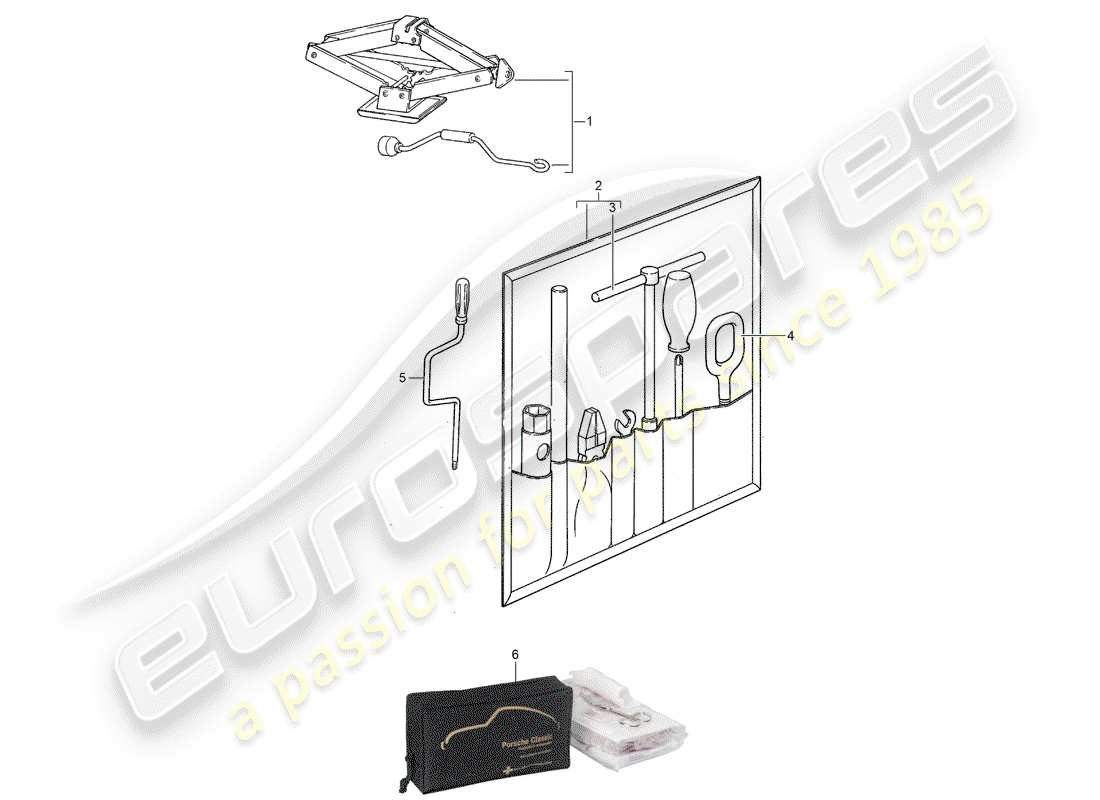 porsche 1988 (944) accessori - attrezzo - kit pronto soccorso diagramma delle parti