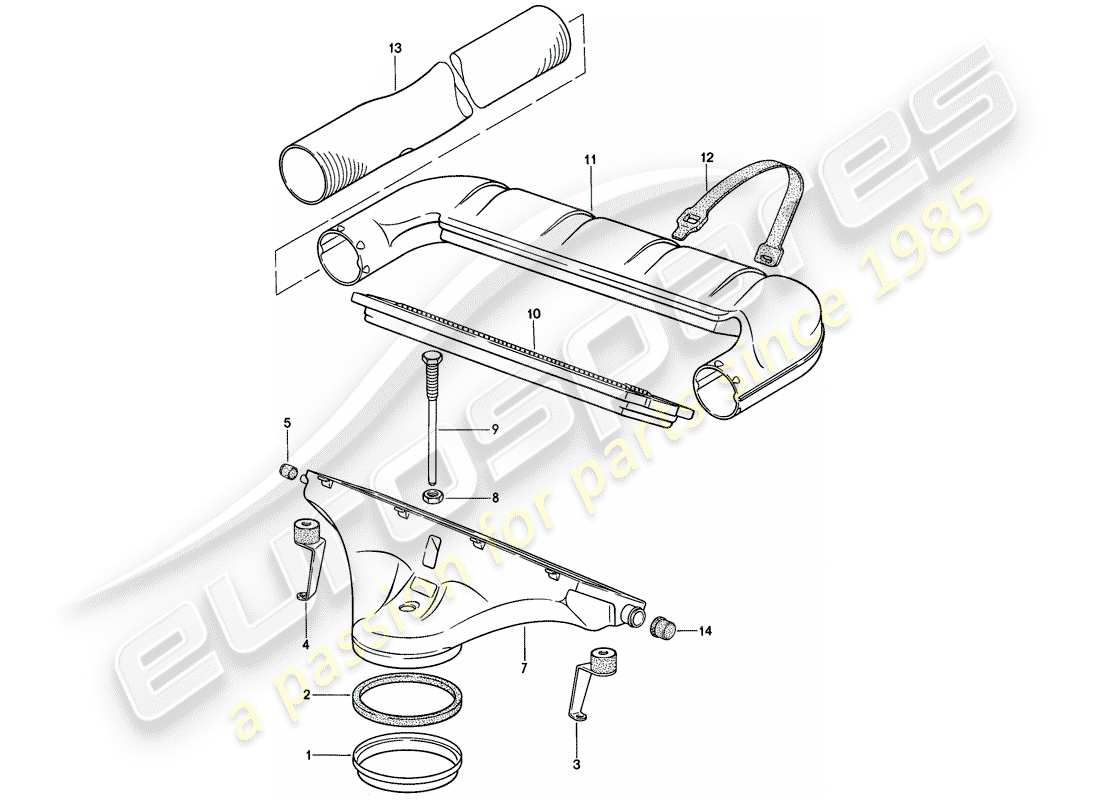 porsche 1982 (928) diagramma delle parti del filtro dell'aria
