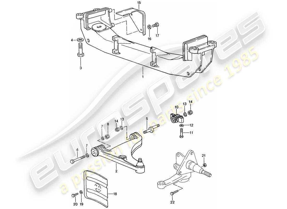 porsche 1988 (944) braccio di controllo del binario - traversa diagramma delle parti