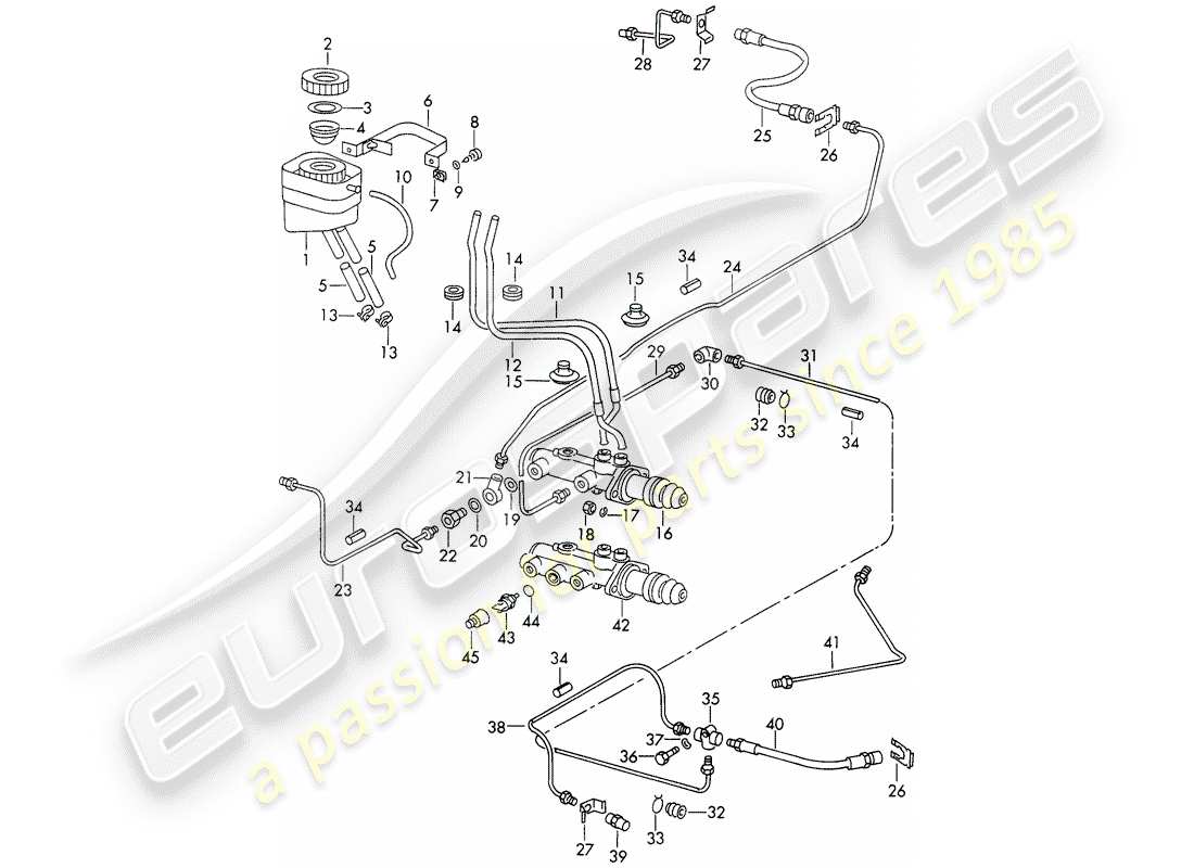 porsche 1966 (911/912) serbatoio per - liquido freni - pompa freno - d - mj 1968>> - mj 1968 diagramma delle parti