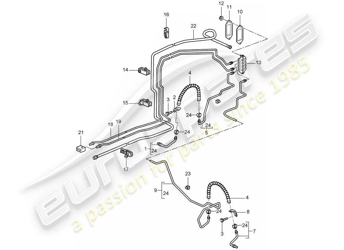 porsche 2009 997-2 turbo / gt2 diagramma delle parti linea freno