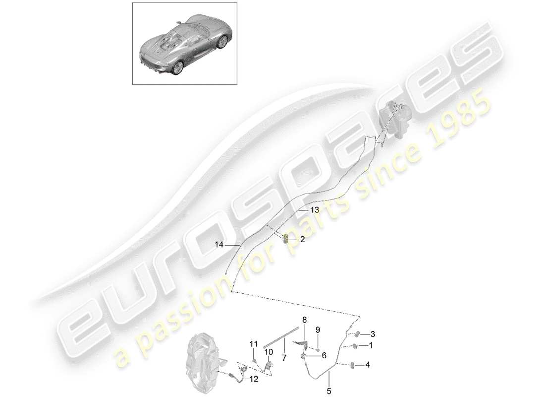 porsche 2015 (918 spyder) linea freno diagramma delle parti