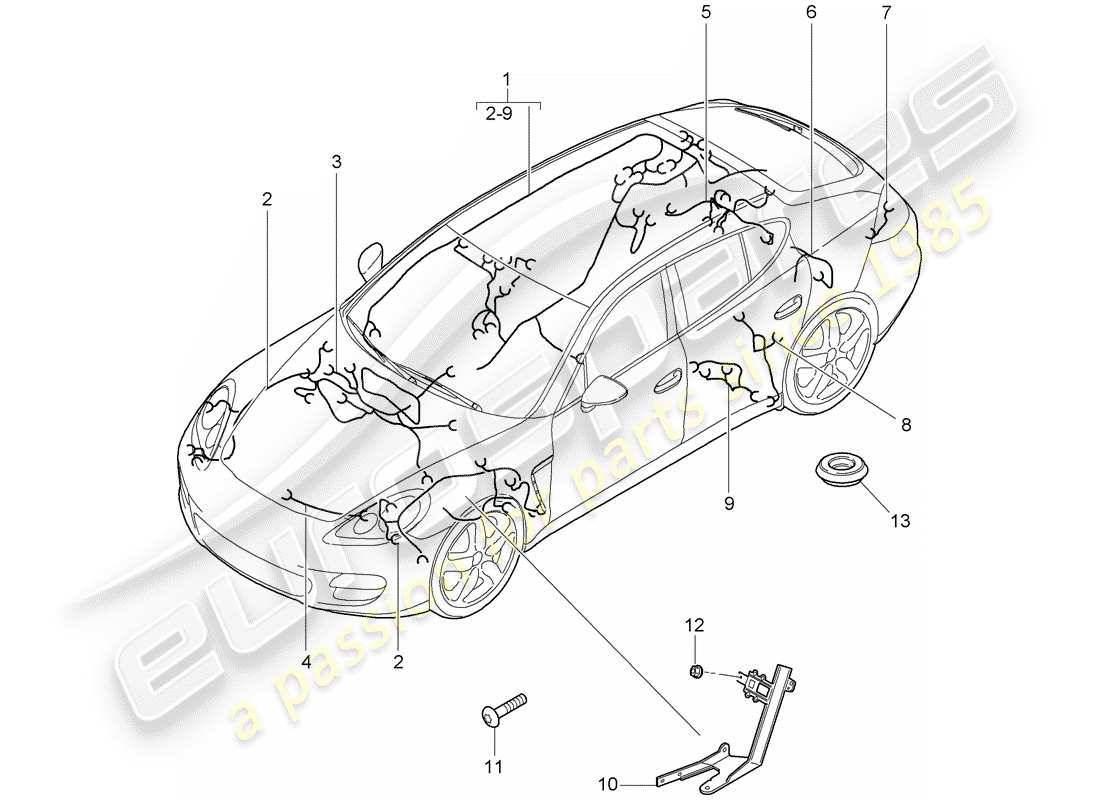 porsche 2011 (panamera 970) cablaggi elettrici schema delle parti
