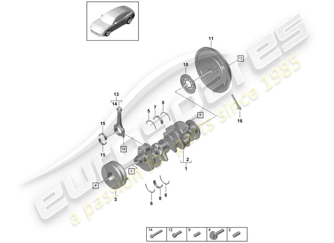 porsche 2018 (panamera 971-1) albero a gomiti diagramma delle parti