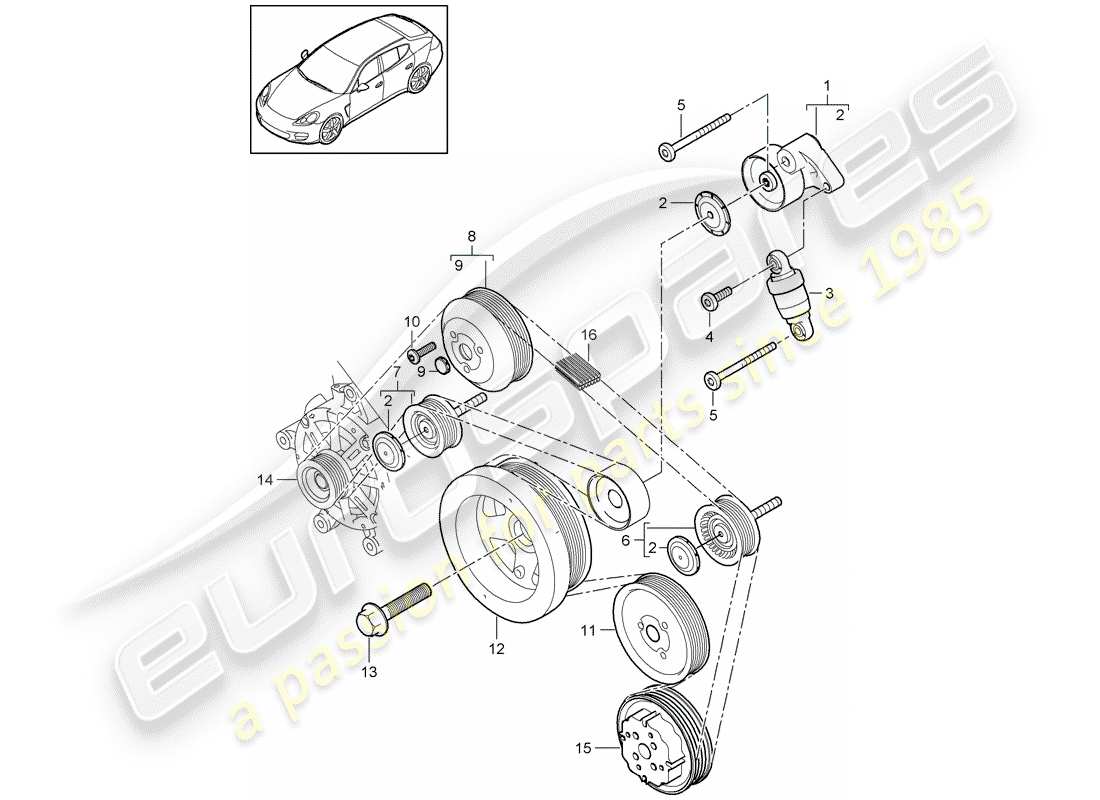 porsche 2011 (panamera 970) schema delle parti del tendicinghia