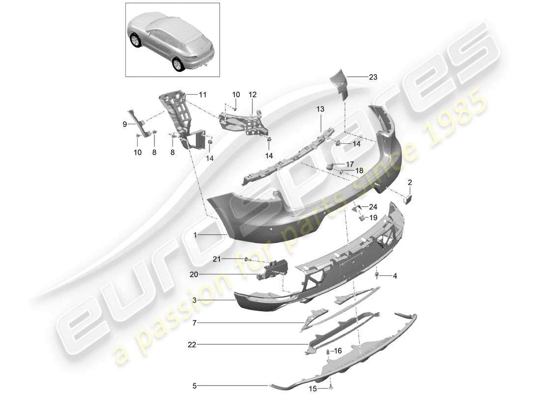 porsche 2014 (macan) paraurti diagramma delle parti
