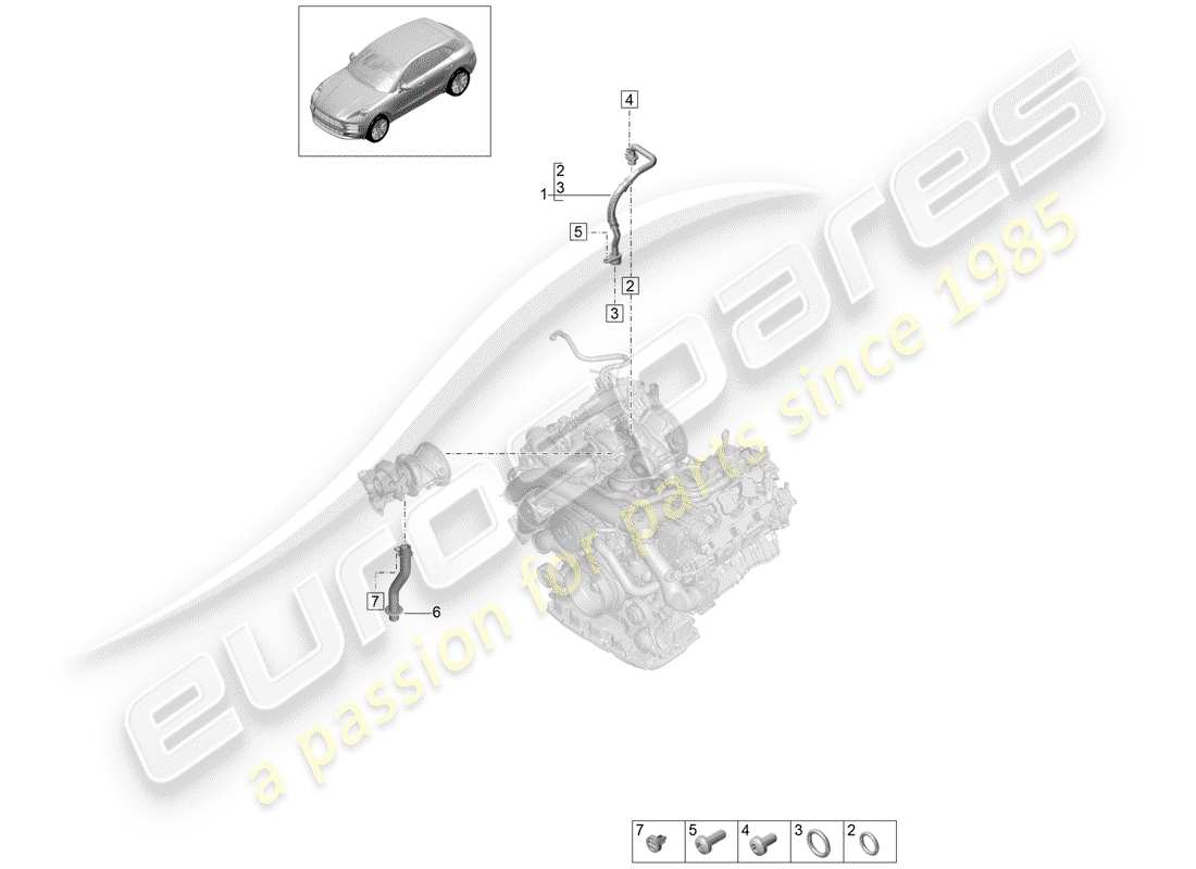 porsche 2019 (macan) linea di pressione dell'olio diagramma delle parti