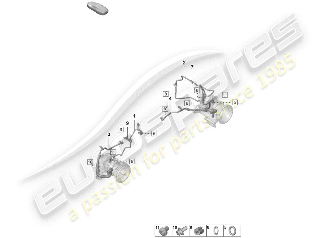 porsche 2020 (992-1) turbocompressore gas di scarico diagramma delle parti