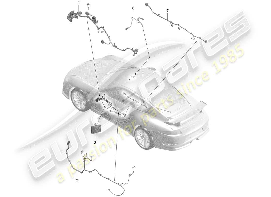 porsche 2015 (991-1 r/gt3/rs) cablaggi elettrici schema delle parti