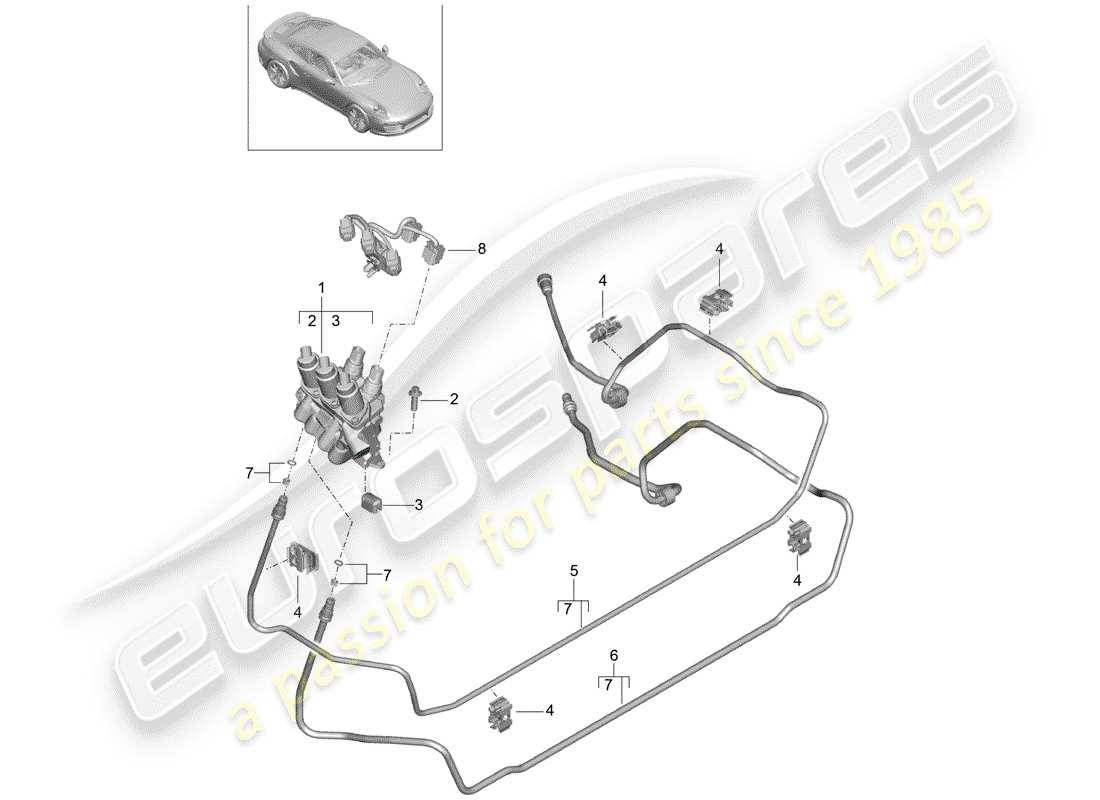 porsche 2017 (991-2 turbo) linea idraulica diagramma delle parti