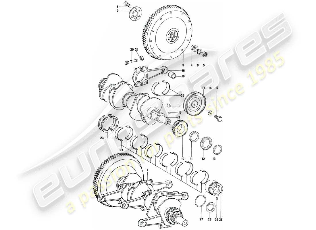 porsche 1972 (914) albero a gomiti diagramma delle parti