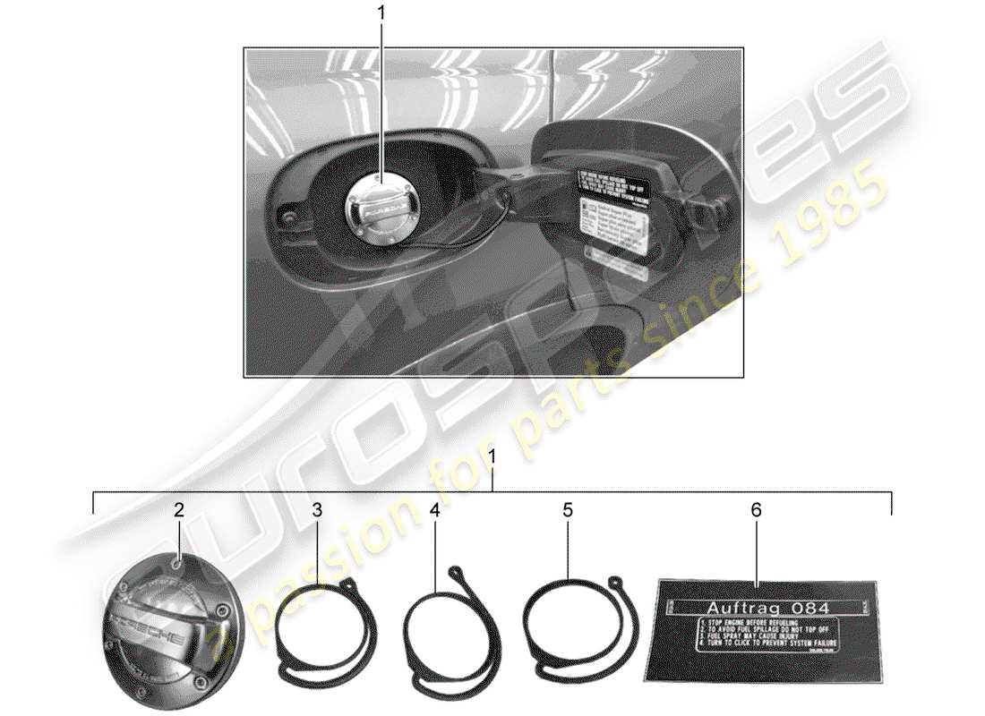 porsche 2008 (tequipment cayenne) serbatoio di carburante diagramma delle parti