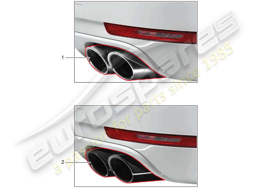 porsche 2020 (tequipment macan) tubo di scappamento diagramma delle parti