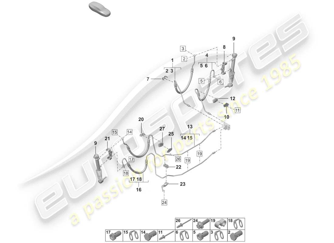 porsche 2019 (992-1) linea idraulica diagramma delle parti