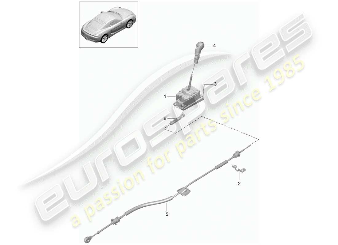 porsche 2015 (981 cayman) leva del selettore schema delle parti