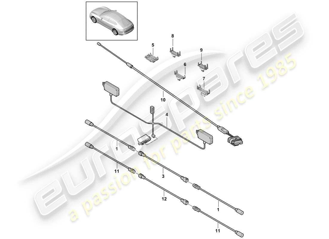 porsche 2019 (panamera 971-1) cavo di collegamento antenna diagramma delle parti