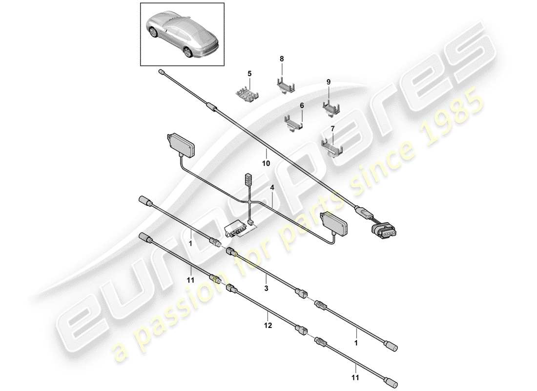 porsche panamera 971 (2019) cavo di collegamento antenna diagramma delle parti
