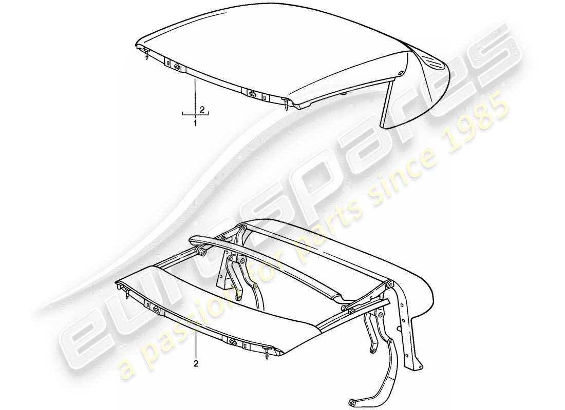 porsche 1987 (911) capote - telaio superiore - regolabile elettricamente schema delle parti