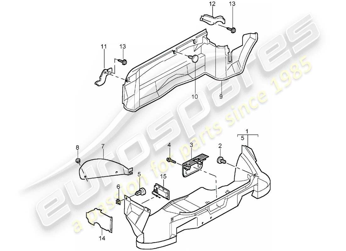 porsche 2004 (986 boxster) compartimento bagagli diagramma delle parti