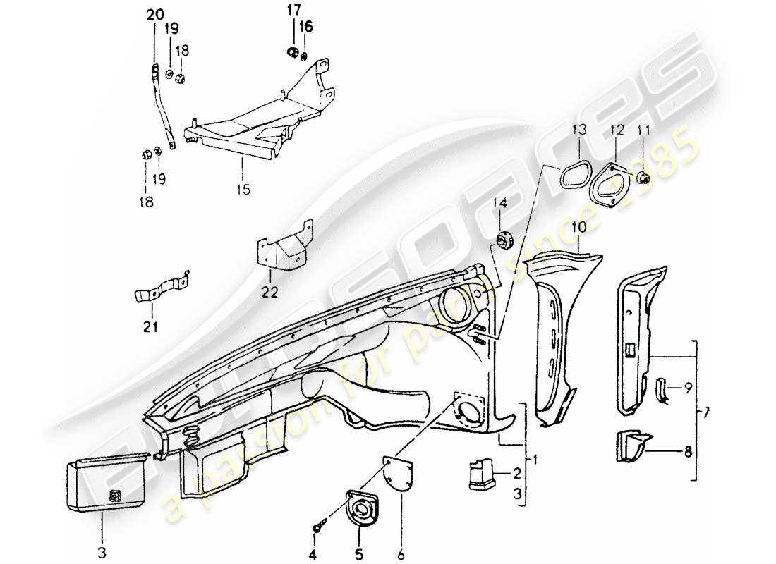 porsche 1990 (964) pannellatura interna diagramma delle parti