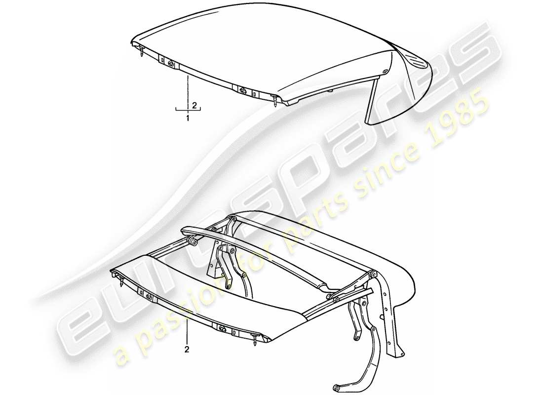 porsche 1985 (911) capote - telaio superiore - regolabile elettricamente - d - mj 1986>> schema delle parti