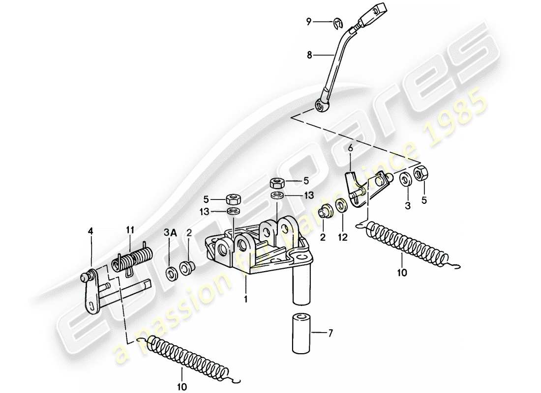 porsche 1986 (911) collegamento acceleratore - staffa diagramma delle parti