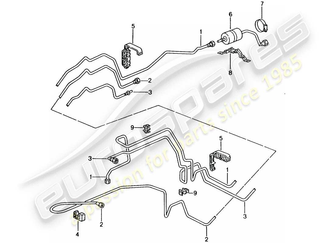 porsche 2000 (996) linea carburante - sistema di alimentazione carburante diagramma delle parti