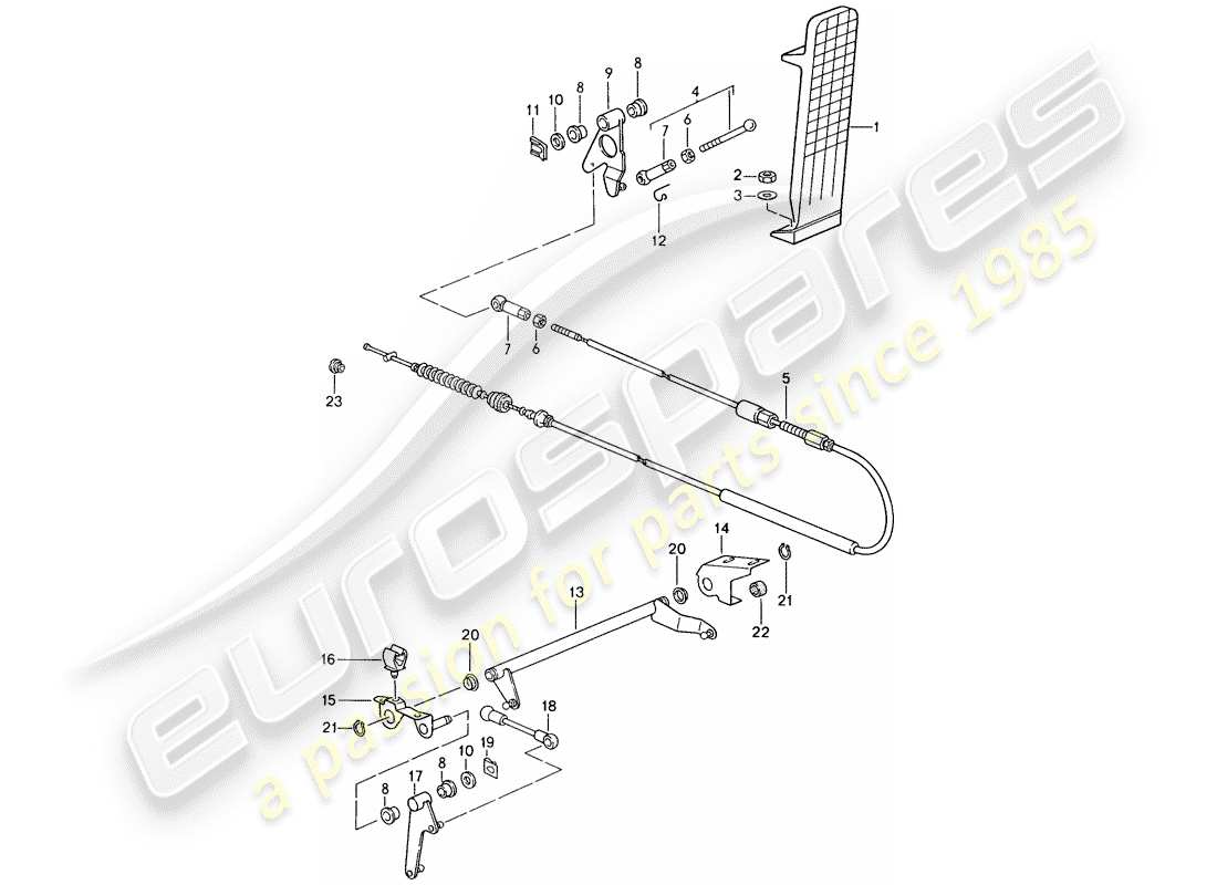 porsche 1995 (993) pedali - comando acceleratore diagramma delle parti