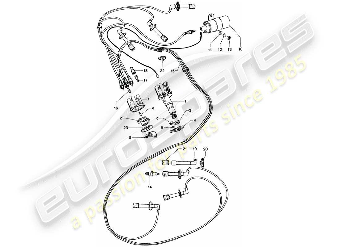 porsche 1975 (914) parte elettrica del motore diagramma delle parti