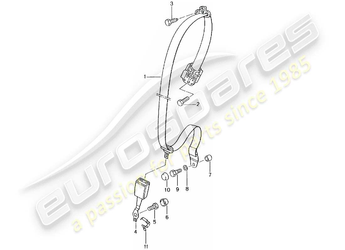 porsche 2002 (996 turbo / gt2) cintura di sicurezza diagramma delle parti