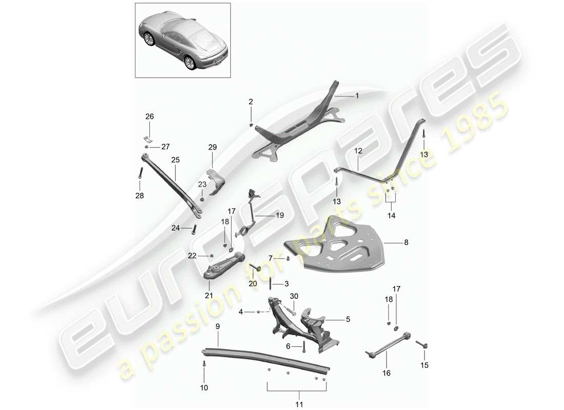 porsche 2015 (981 cayman) asse posteriore diagramma delle parti