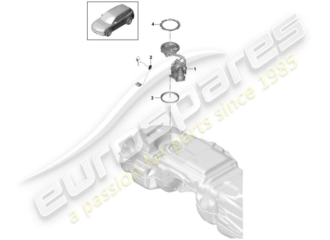 porsche 2020 (cayenne e3 9ya/9yb) serbatoio di carburante diagramma delle parti