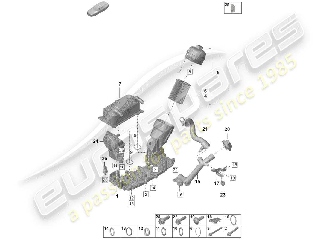 porsche 2019 (992-1) schema delle parti filtro olio