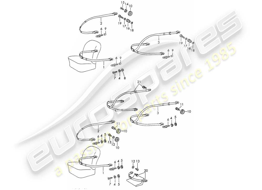 porsche 1966 (911/912) cintura di sicurezza - d >> - mj 1968 schema delle parti