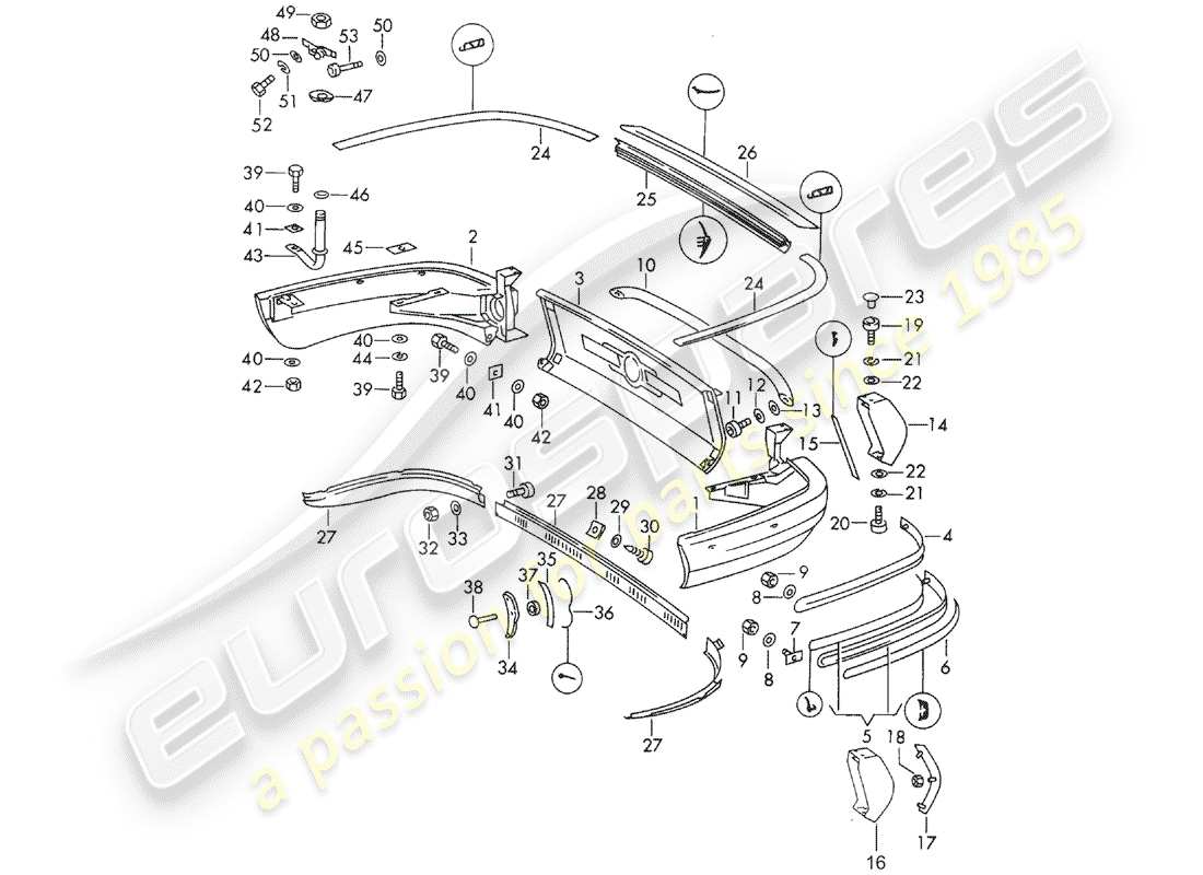 porsche 1966 (911/912) paraurti - d >> - mj 1968 diagramma delle parti