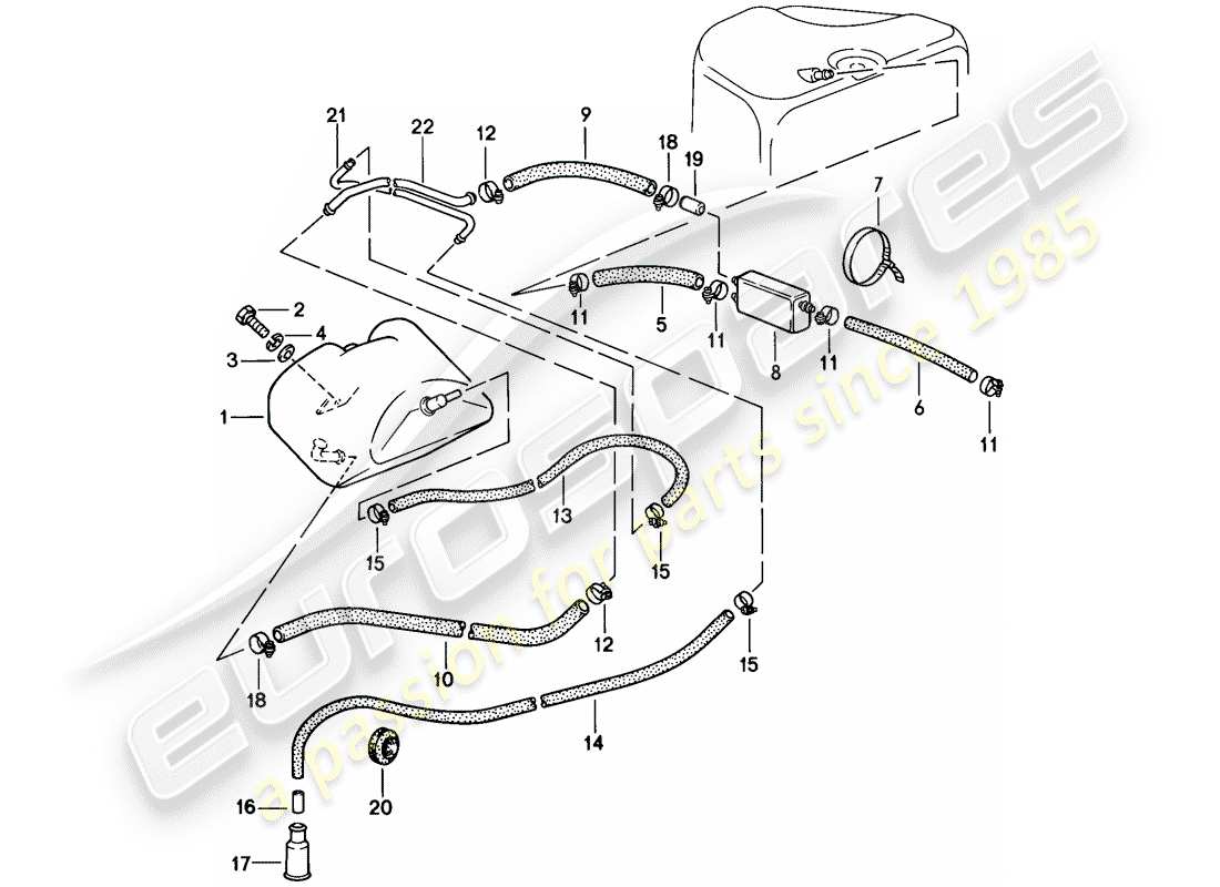porsche 1986 (911) ventilazione del serbatoio diagramma delle parti