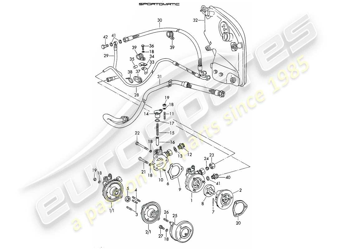 porsche 1966 (911/912) alimentazione olio - per - convertitore di coppia - sportomatic schema delle parti